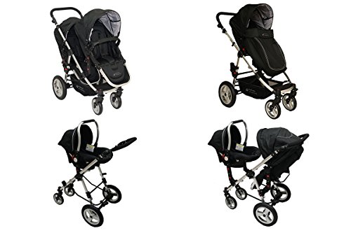 * BabyFiveStar GESCHWISTERWAGEN ZWILLINGSWAGEN KINDERWAGEN BUGGY NEU OVP (SCHWARZ)