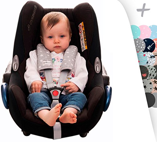 JANABEBE Gurtpolster Gurtpolster Set – universal für Babyschale, Buggy, Kinderwagen, Autositz (z.B. Maxi Cosi City SPS, Cabrio, Cybex Aton usw.)