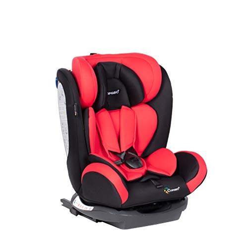 Clamaro 'Ranger 4in1' Isofix Autokindersitz Gruppe 0+, I, II und III (0-36 kg), mitwachsender Baby- und Kinderautositz ab 0 bis 12 Jahre, verstellbare Kopfstütze und Rückenlehne, Schwarz/Rot