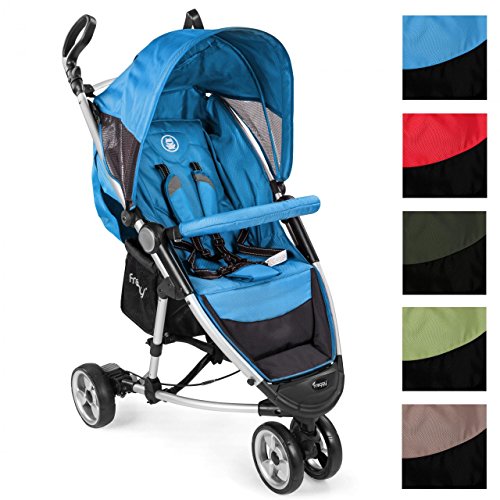 Froggy NEO360 Buggy Aluminium Kinderwagen Jogger ultraleicht 5-Punkt-Sicherheitsgurt kompakt zusammenklappbar Liegefunktion Sonnenverdeck Blau