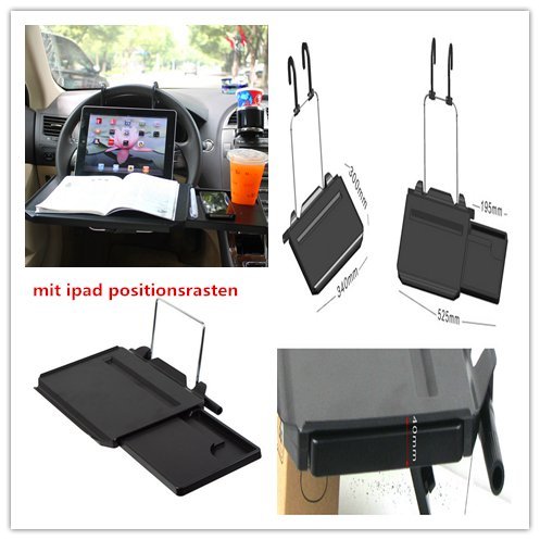 Saflyse 2016 Multifunktion Auto Laptop Klapptisch Tischhalterung Autohalter mit Schublade mit iPad positionsrasten für Auto Rücksitz Kopfstütze und Lenker (1pcs)